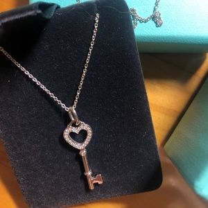 Tiffany Diamond Heart Key Pendant 